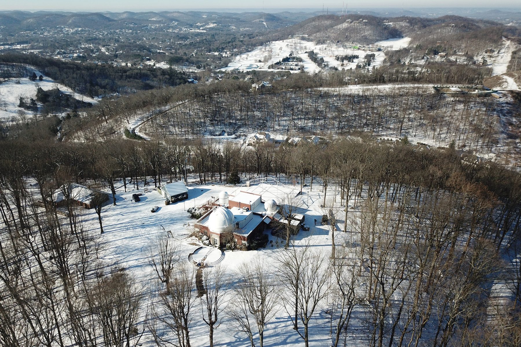 Dyer Observatory in winter from above